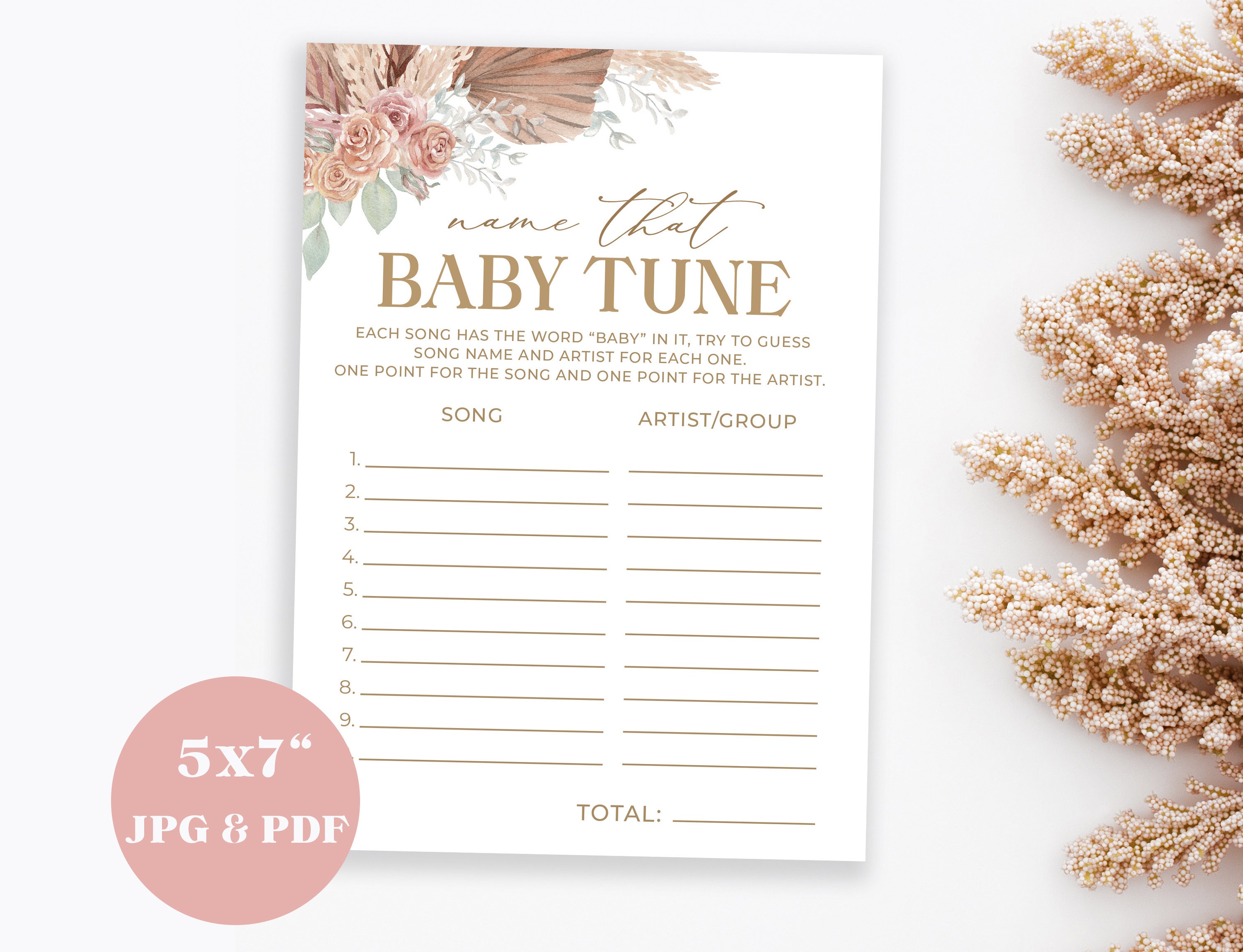 Left Right Baby Shower Story Game Pampas Grass Baby Shower Etsy