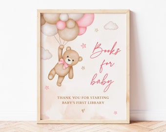 Pink Bear Books for the Baby Sign Blush Pink Teddy bear Baby Shower Books for Baby We Can Bearly Wait Decoration Baby Sprinkle