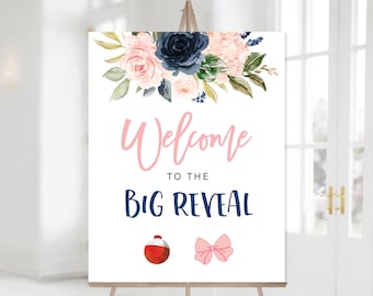 Bobbers or Bows Welcome Sign, Bobbers or Bows Gender Reveal Party Ideas, Welcome to Gender Reveal Banner Printable