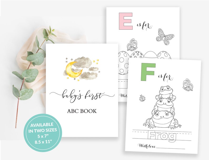 ABC Book Baby Shower Alphabet Book Baby Shower ABC Coloring Etsy Australia