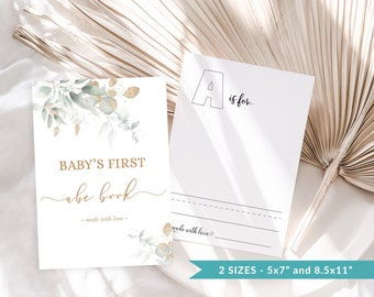 ABC Book Baby Shower, Baby's 1st ABC Book, Greenery Baby Shower Coloring ABC Book