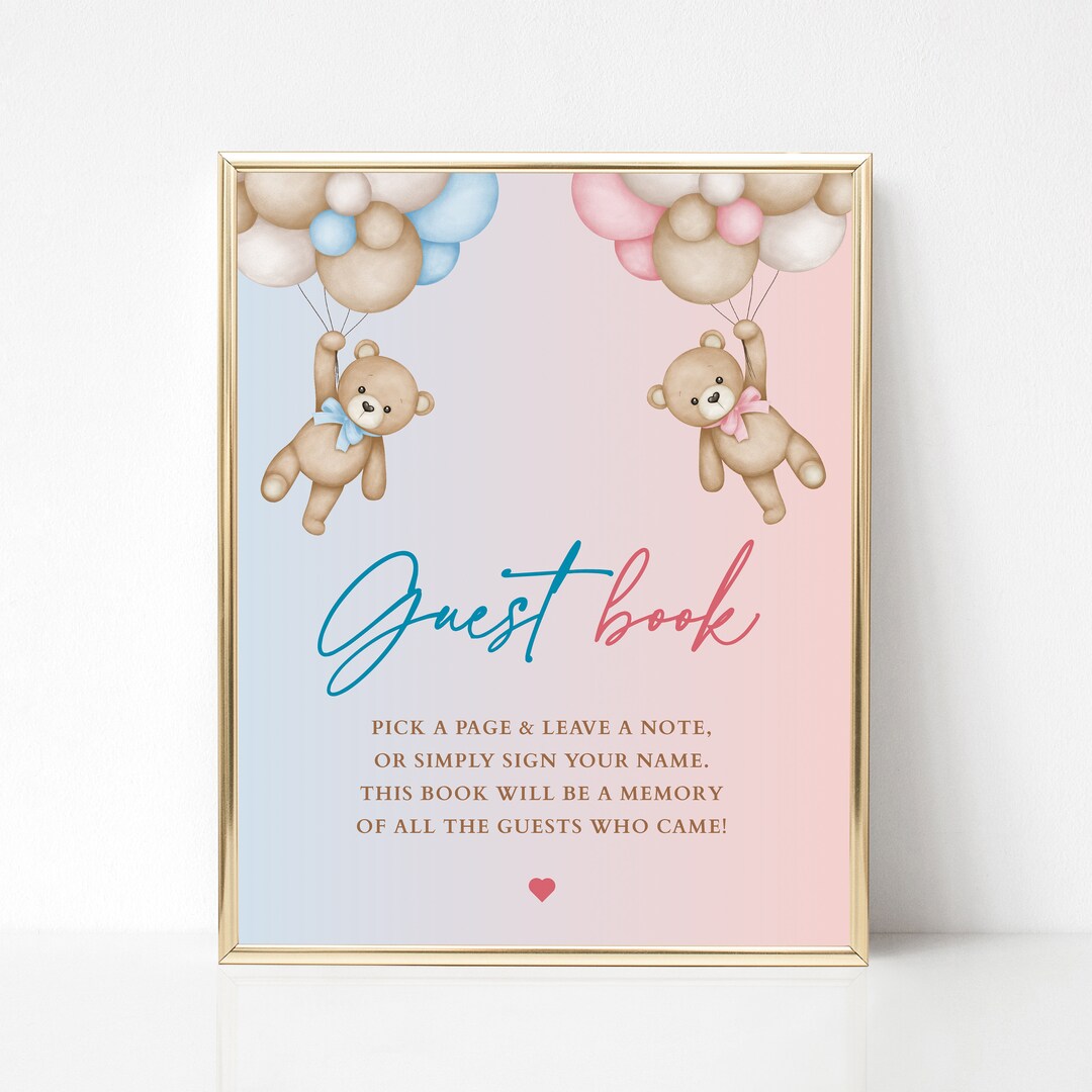 Guest Book Printable Sign Gender Reveal Guest Book Sign Sign Our