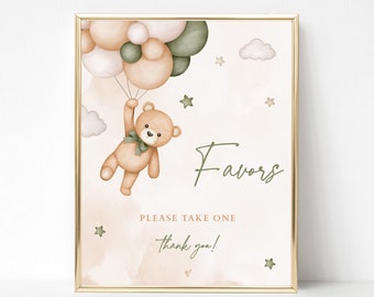 Teddy Bear Favors Baby Shower Sign, We Can Bearly Wait, Dessert Table Sign Gender Neutral