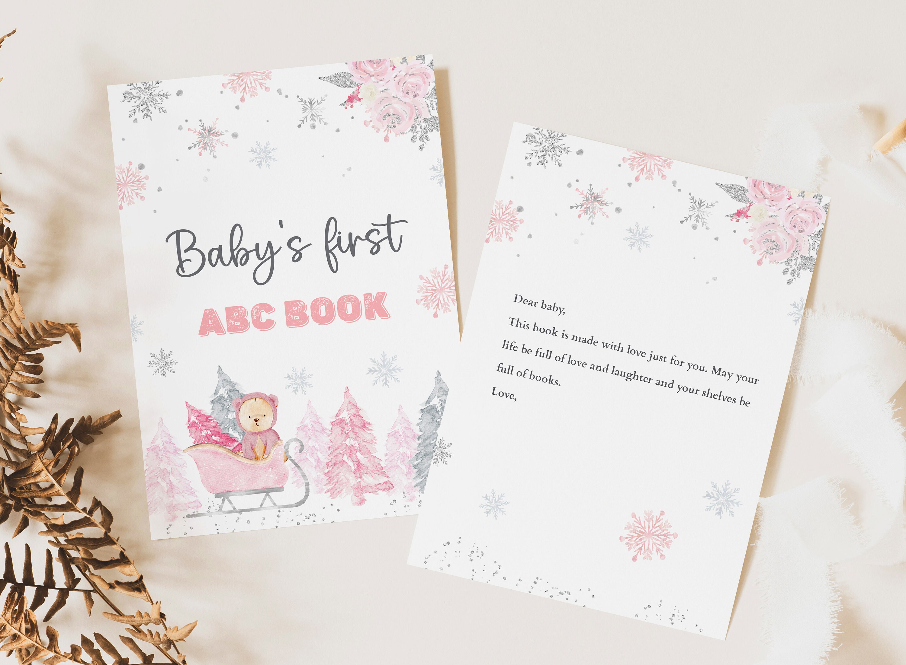 Coloring Baby Shower ABC Book, Winter Wonderland Theme Baby Shower ...