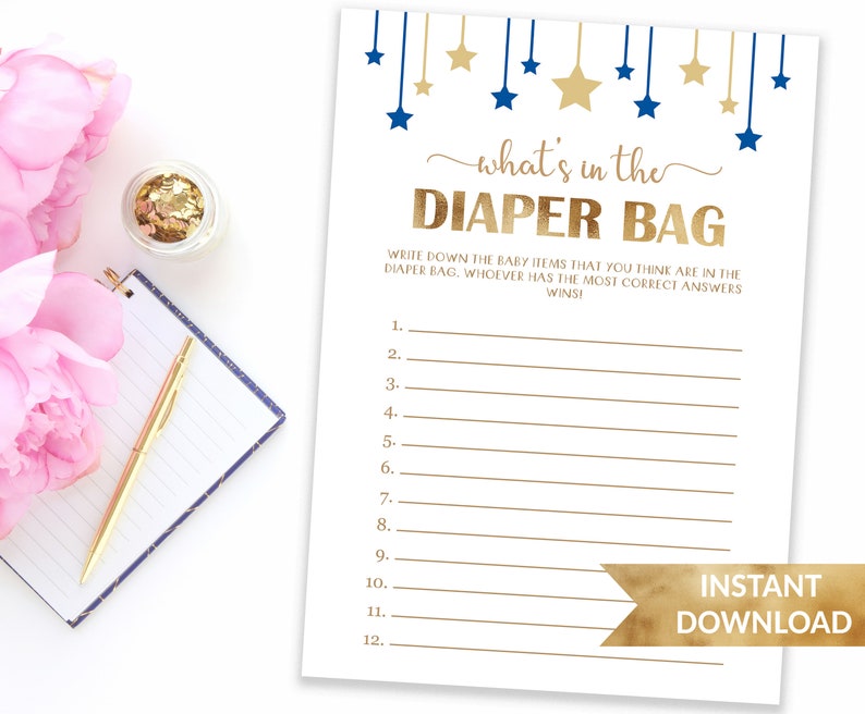 Guess What's in the Diaper Bag Baby Shower Guessing Game Etsy