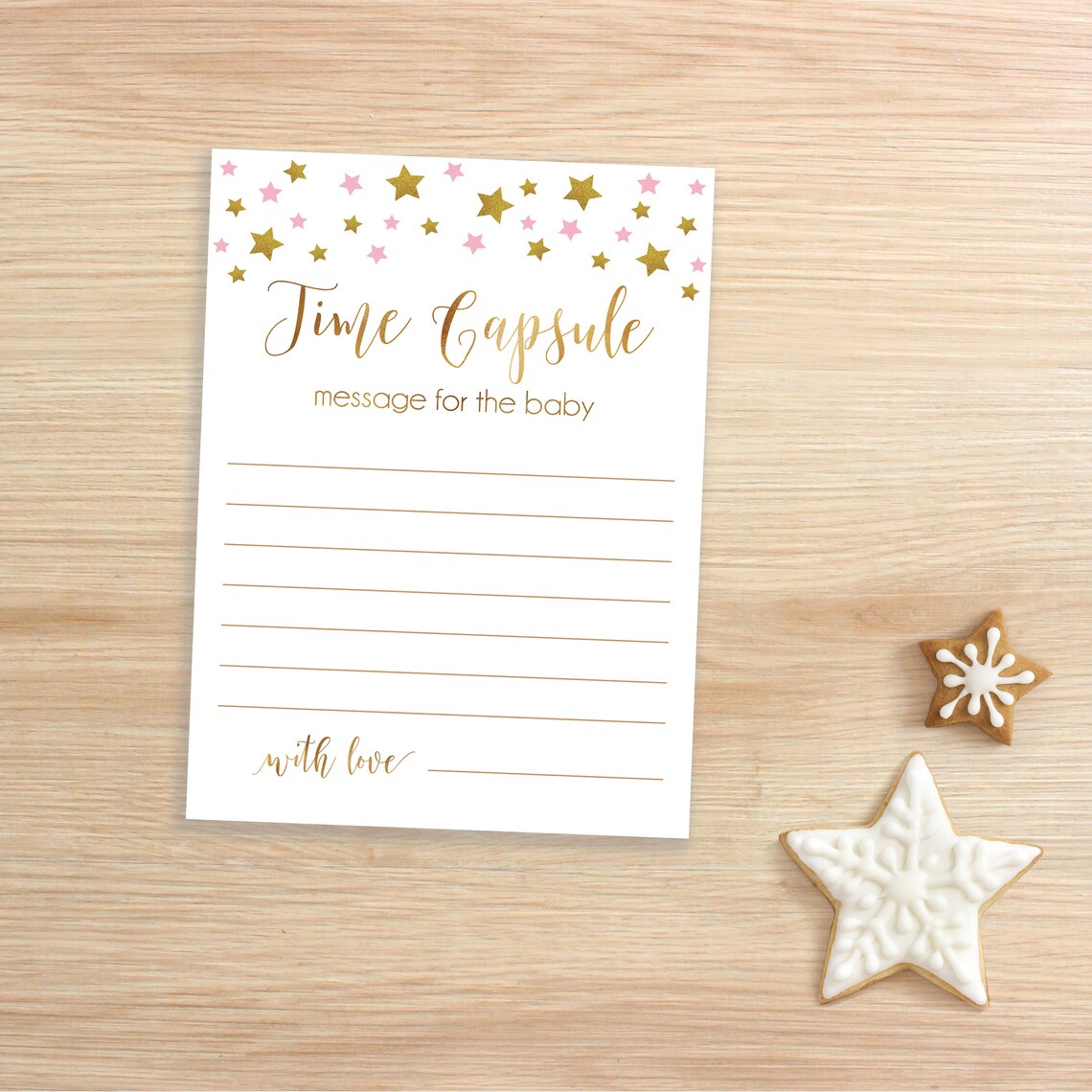 Time Capsule Baby Shower Time Capsule Sign Pink and Gold Etsy