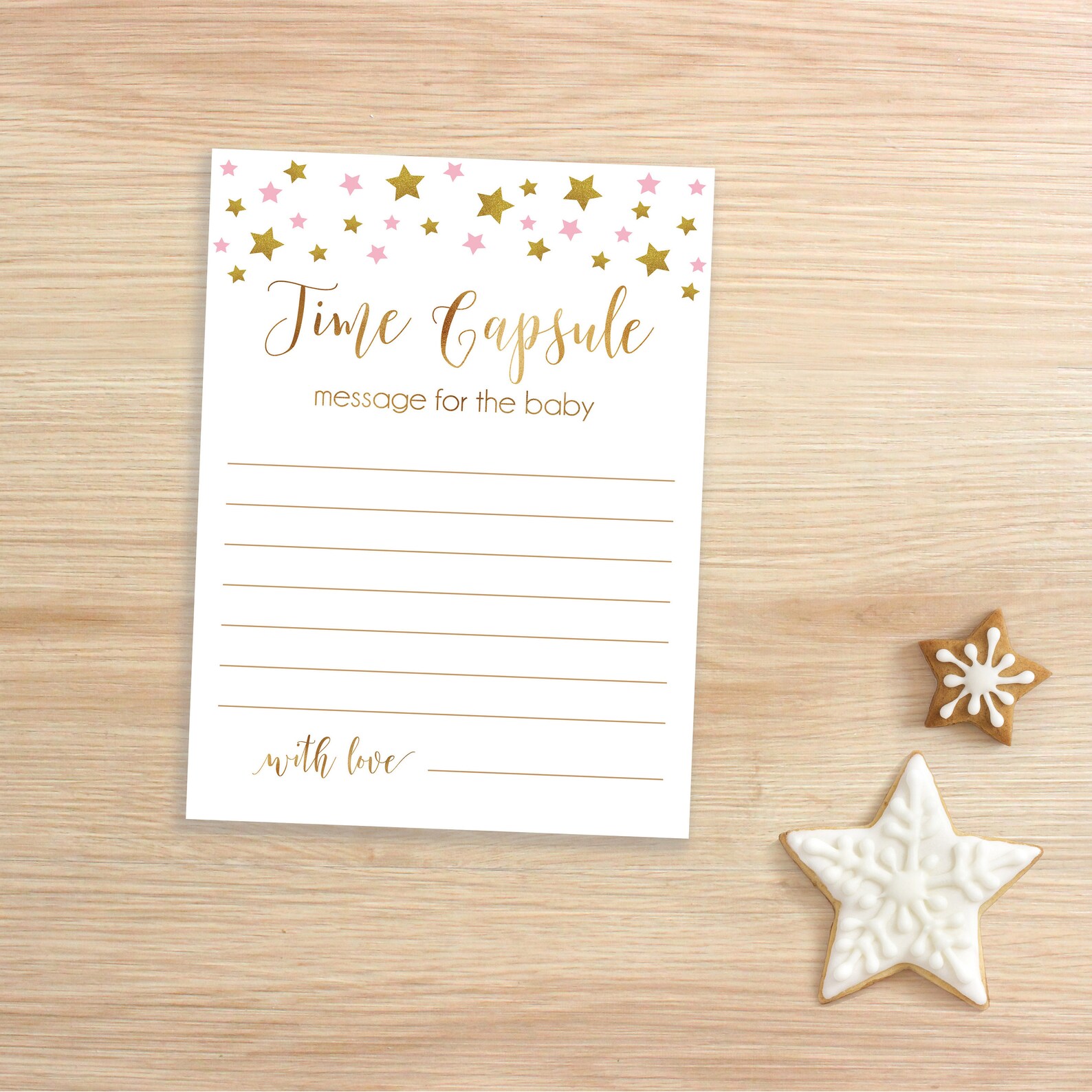 Time Capsule Baby Shower Time Capsule Sign Pink and Gold | Etsy