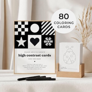 High Contrast Card Station, DIY Contrast Cards, Baby Shower Coloring Cards