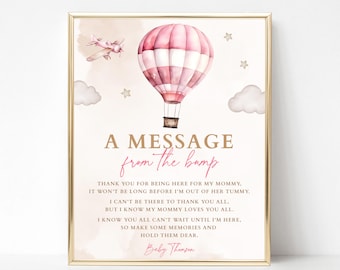 Message from Bump, Pink Hot Air Balloon Baby Shower, Adventure Awaits