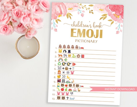 Children S Book Emoji Pictionary Game Baby Shower Emoji Etsy