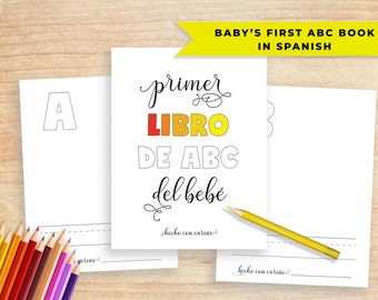 Il primo libro ABC del bambino in spagnolo, il libro dell'alfabeto per il baby shower, il Primer Libro de ABC del Bebe, le pagine da colorare ABC