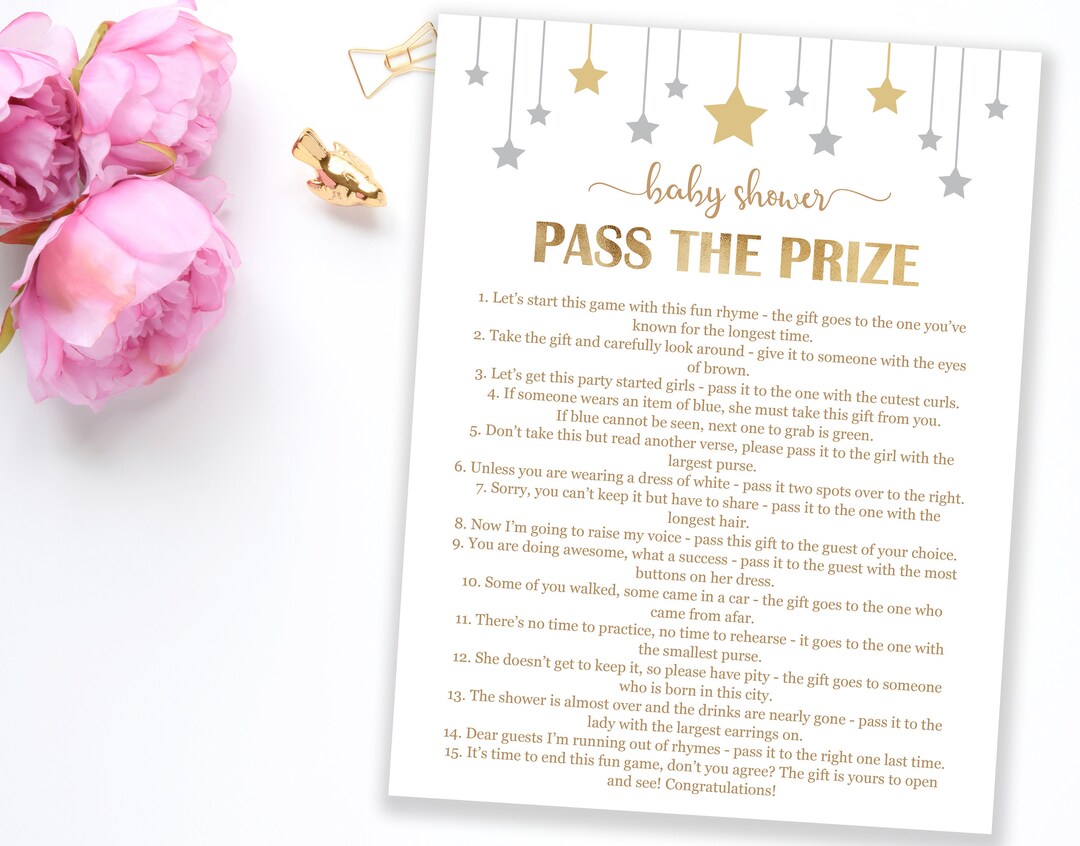 Pass the Prize Baby Shower Pass the Gift Printable Twinkle Etsy