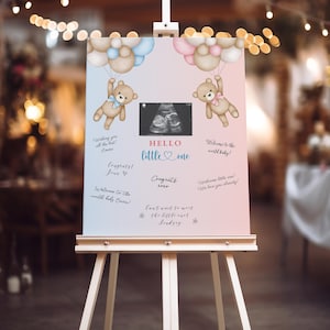 Gender Reveal Sonogram Photo Teddy Bear Gender Reveal Ultrasound Sign Alternative Guest Book Ultrasound Bear Printable Sign