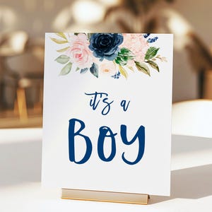 It&#39;s a Boy Sign Printable Navy and Blush Gender Reveal Party Baby Gender Reveal Ideas Printable Navy Blue and Blush Pink Reveal Sign