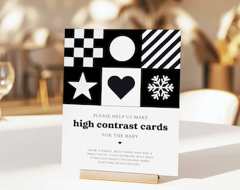 Stazione per biglietti per neonati ad alto contrasto, crea una carta sensoriale per il neonato, cartello per attività per baby shower