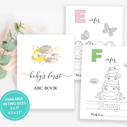 Baby's First ABC Book Greenery Baby Shower Alphabet Book Etsy