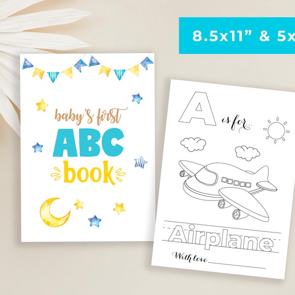 Baby's First ABC Book, Baby Shower Alphabet Coloring Book, ABC Coloring Pages, Twinkle Little Star Baby Shower Book, Storybook Baby Shower