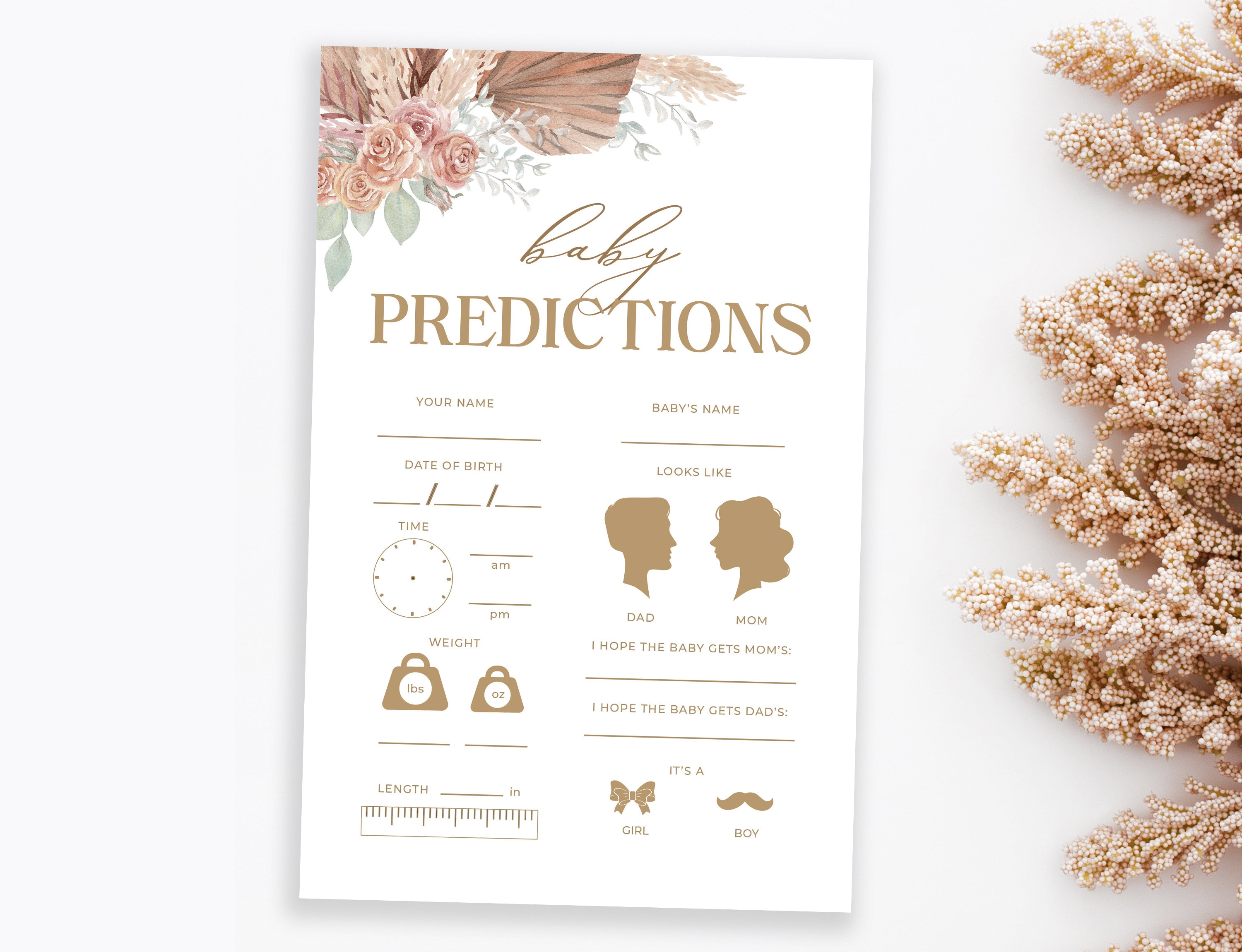 Left Right Baby Shower Story Game Pampas Grass Baby Shower Etsy