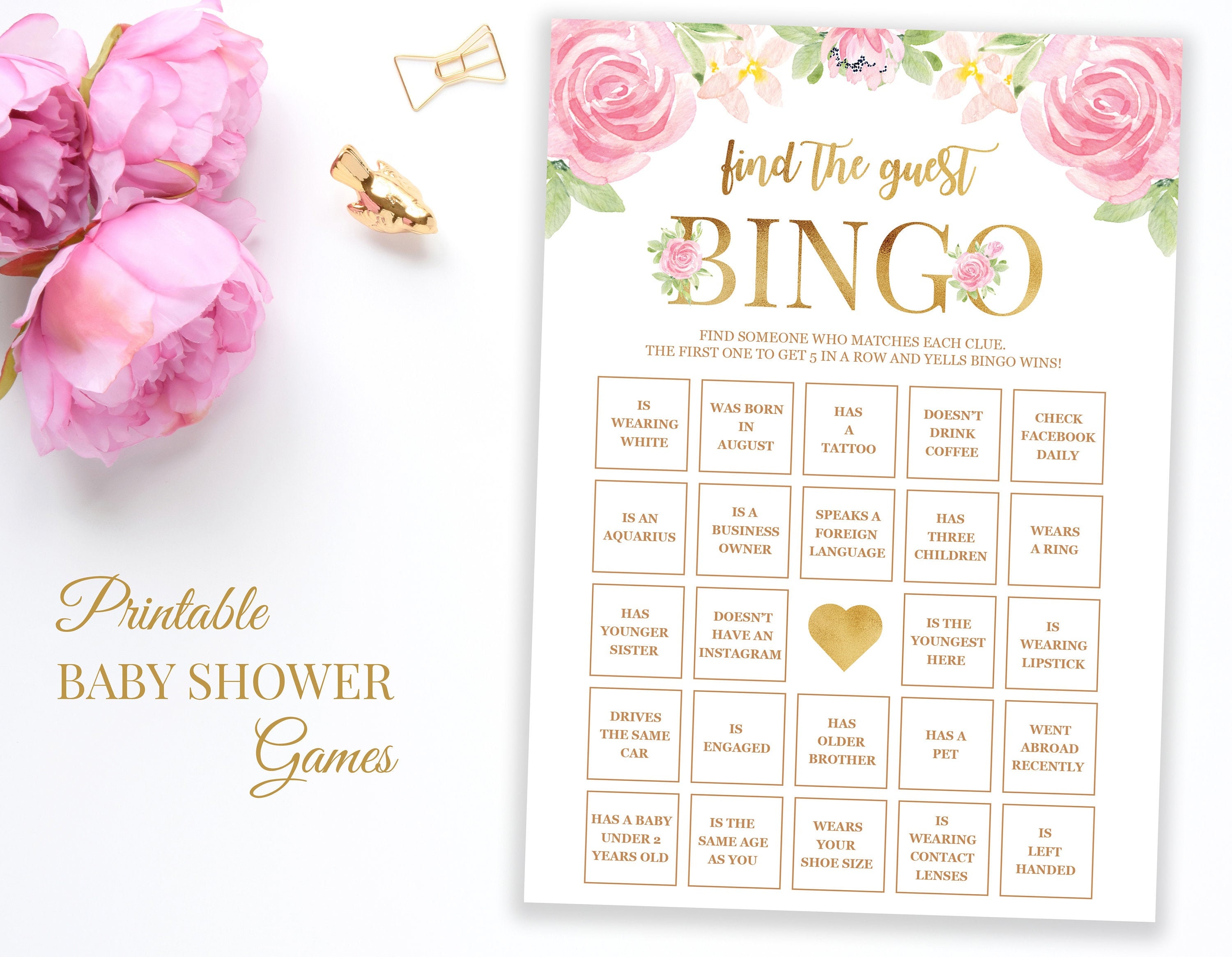Find the Guest BINGO Printable Find the Guest Bingo Game Etsy