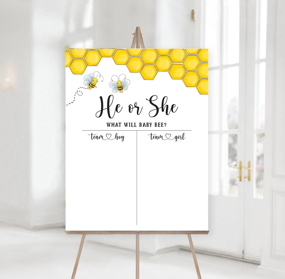 He or She What Will Baby Bee Gender Reveal Banner, Boy or Girl Bee ...