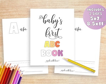 ABC Book Baby Shower Alphabet Book Baby Shower Baby's First Alphabet Book Printable Storybook Baby Shower, ABC Coloring Pages