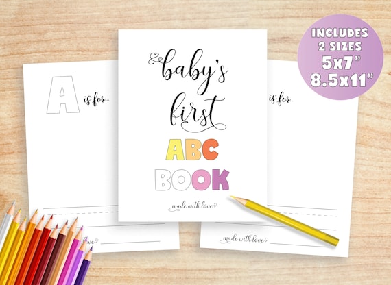 ABC Book Baby Shower Alphabet Book Baby Shower Baby's First Alphabet Book Printable Storybook Baby Shower, ABC Coloring Pages