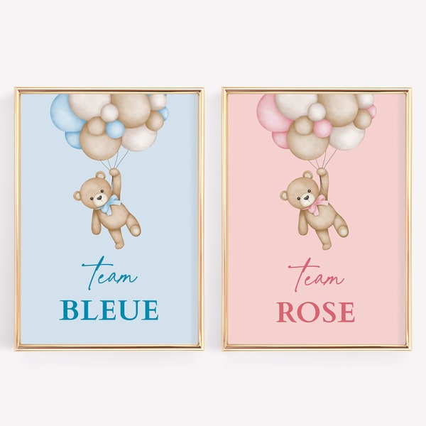 Team Bleue Team Rose Gender Reveal Party Game, Teddy Bear Gender Reveal Party Ideas, What Will Baby Be Guessing Game