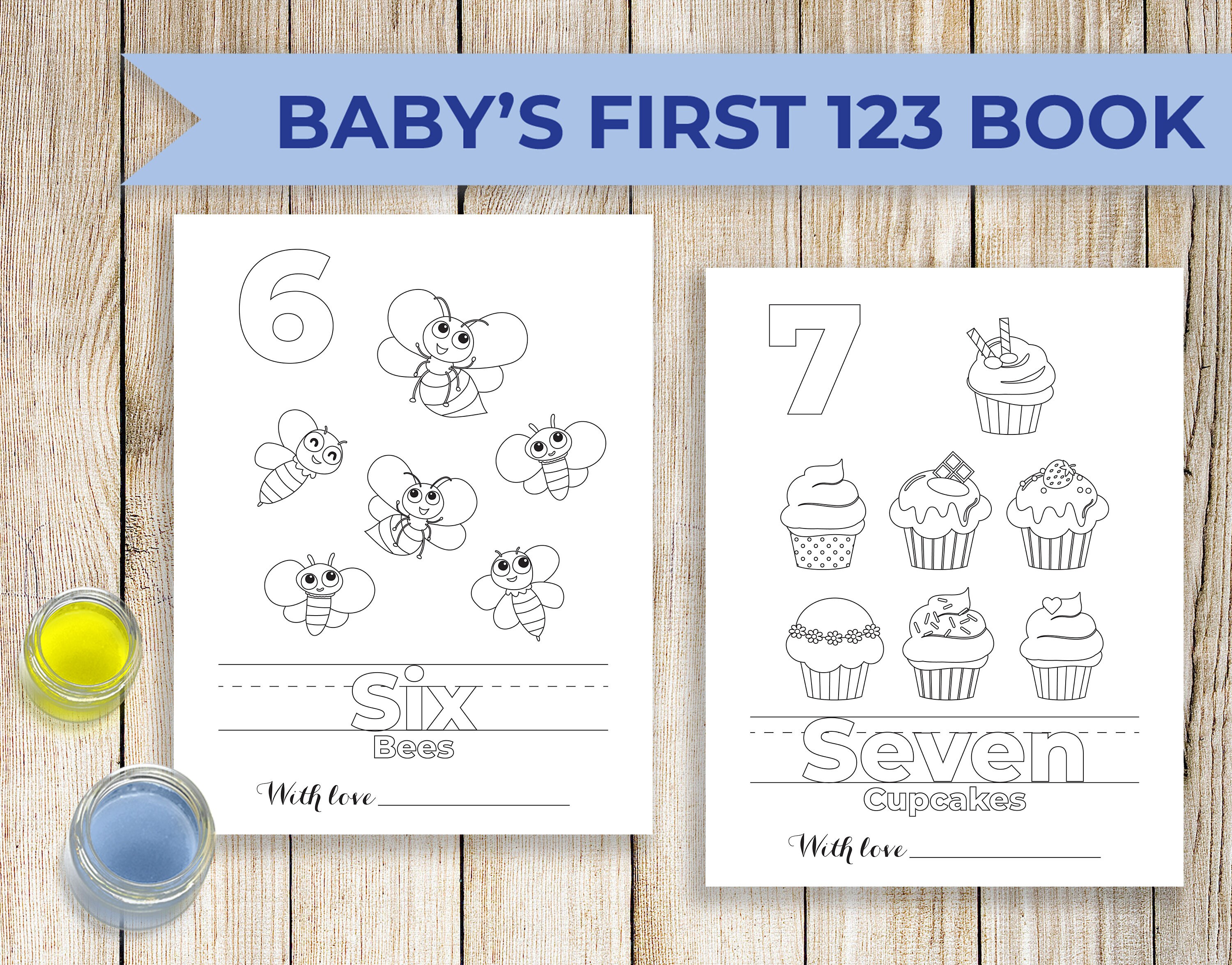 Baby Shower Coloring Book Baby's First 123 Coloring Book Etsy