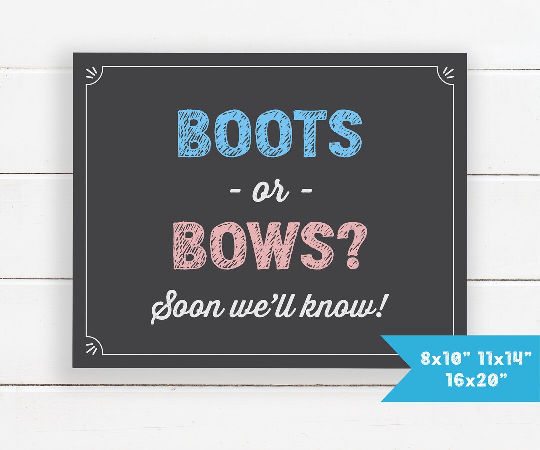 Boots or Bows Gender Reveal Banner, Boots or Bows Gender Reveal