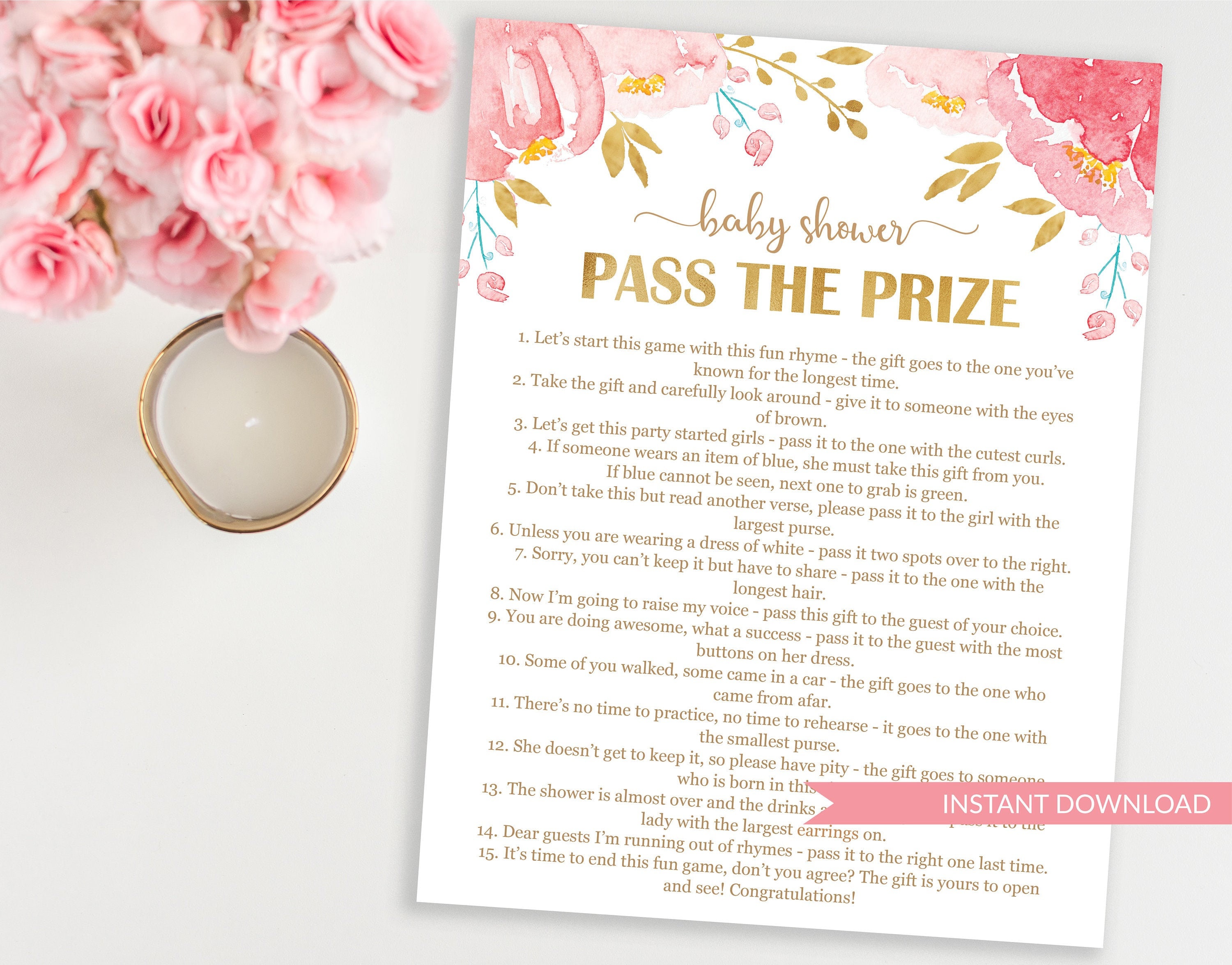Baby Shower Pass The Prize Printable