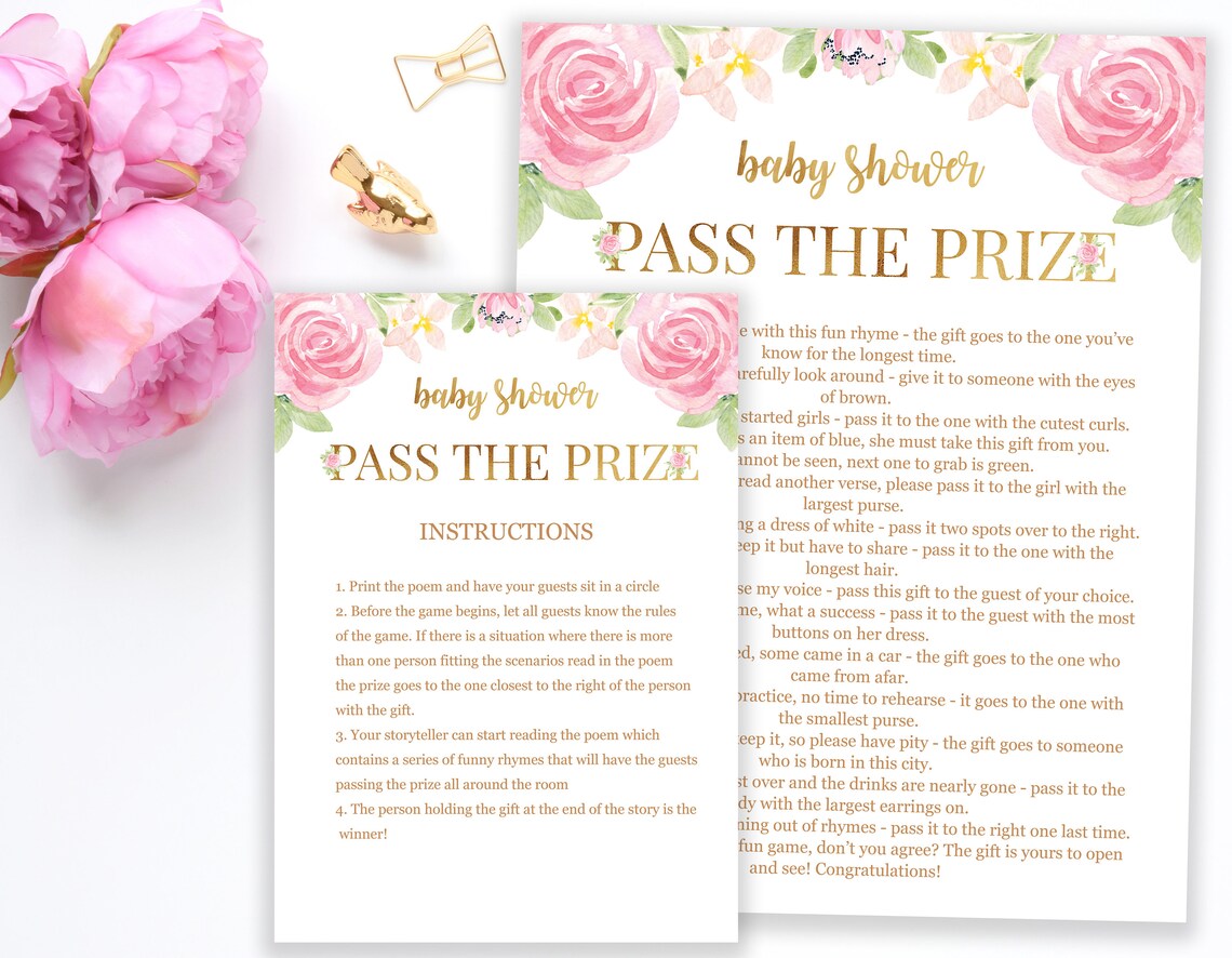Pass the Prize Baby Shower Pass the Gift Printable Pink - Etsy