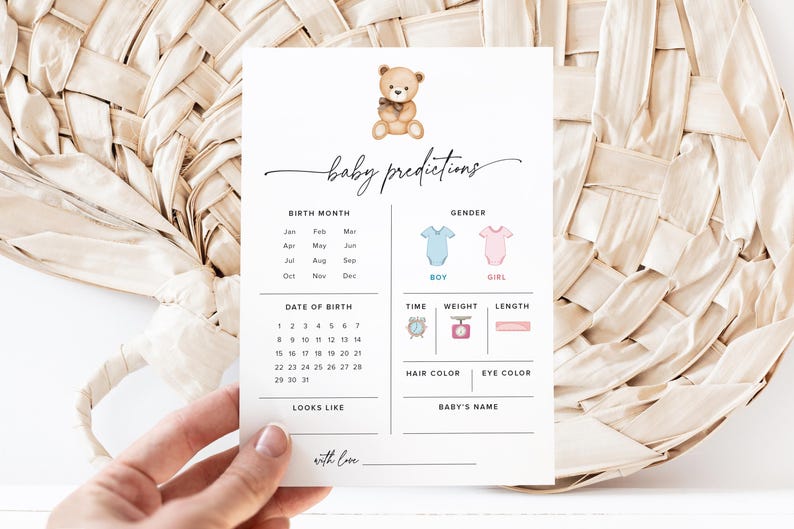 Boy or Girl Maze Game, Minimalistic Baby Shower Maze, Beige Teddy Bear