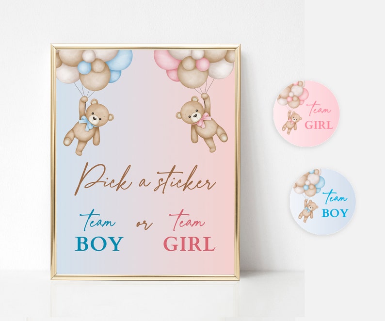 FRANSE Garçon ou Fille Bébé Voorspellingskaart teddybeer Gender Reveal Party Boy of Girl Baby Prediction Card afdrukbaar afbeelding 6