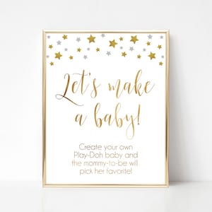 Baby Play Doh Sign, Let&#39;s Make a Baby Play-Doh Baby Shower, Gold Twinkle Twinkle Little Star, Gender Neutral Baby Shower, Coed Baby Shower