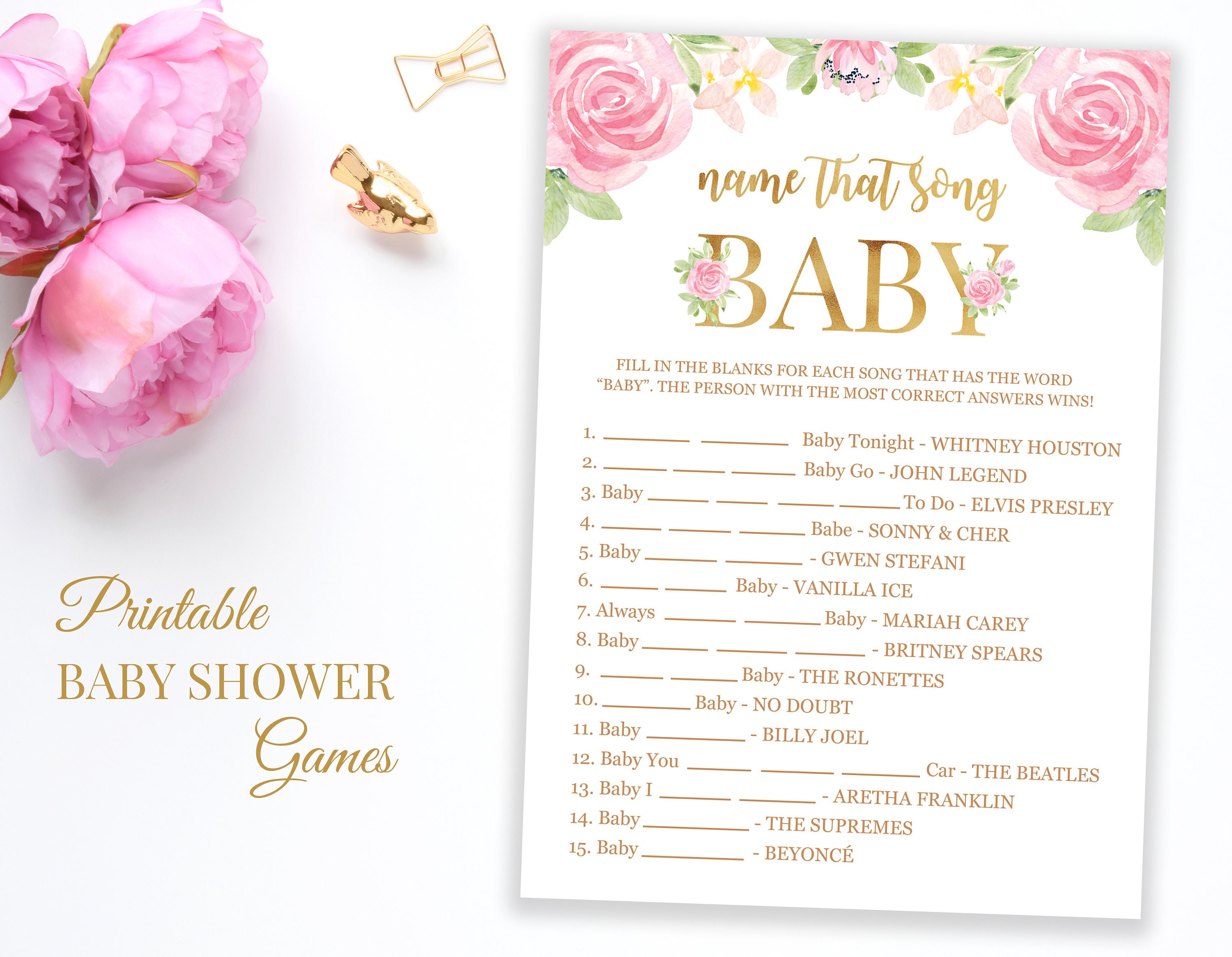 Nursery Rhyme Game Floral Baby Nursery Rhyme Quiz Pink and Etsy