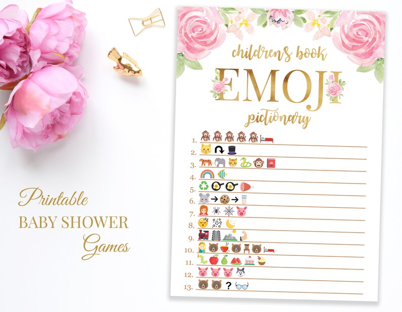 Children's Book Emoji Pictionary Game Baby Shower Emoji Etsy