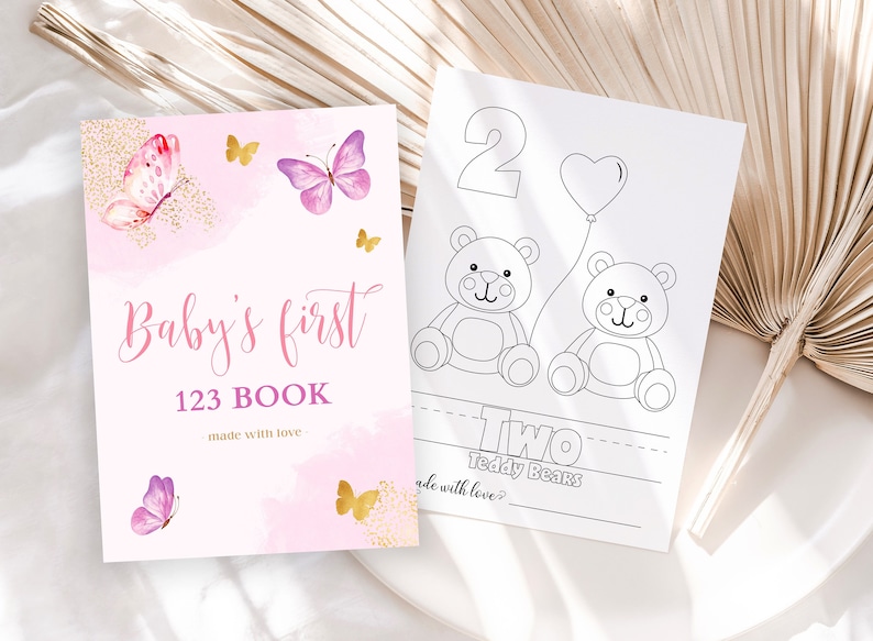 Butterfly Baby Shower Coloring Book Baby's First 123 Book Etsy