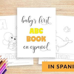 Baby's eerste ABC-boek in het Spaans, alfabetboek babyshower, Primer Libro de ABC del Bebe, ABC kleurboek afdrukbaar