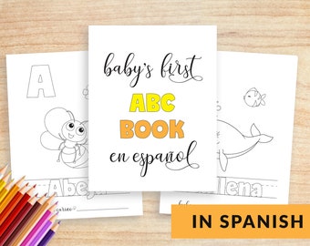 Il primo libro ABC del bambino in spagnolo, libro dell'alfabeto Baby Shower, Primer Libro de ABC del Bebe, libro da colorare ABC stampabile