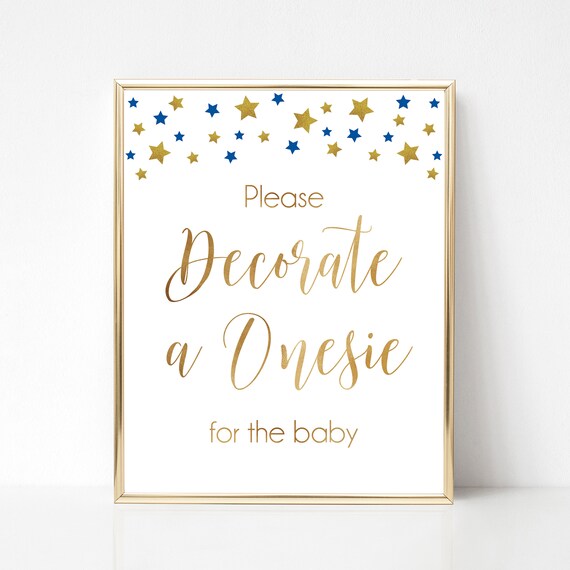 Decorate A Onesie Baby Shower Sign Blue Onesie Decorating Etsy