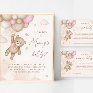 Wie groß ist Mamas Bauch Baby-Dusche-Spiel Rosa Teddybär Baby-Dusche Wir können Bearly Warten Theme für Baby Girl