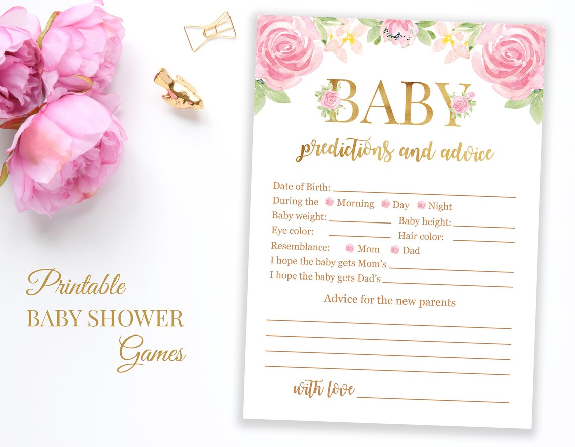 Baby Predictions and Advice Card Baby Shower Prediction Etsy