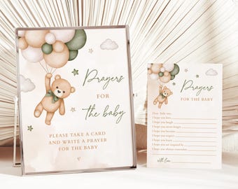 Green Teddy Bear Prayers for Baby Sign and Cards (Digital Download)