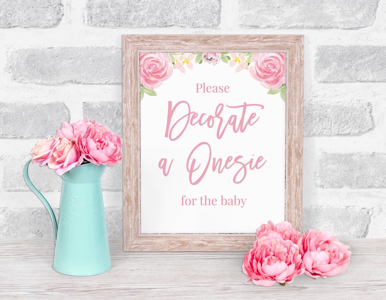 Decorate A Onesie Baby Shower Sign Onesie Decorating Station Etsy