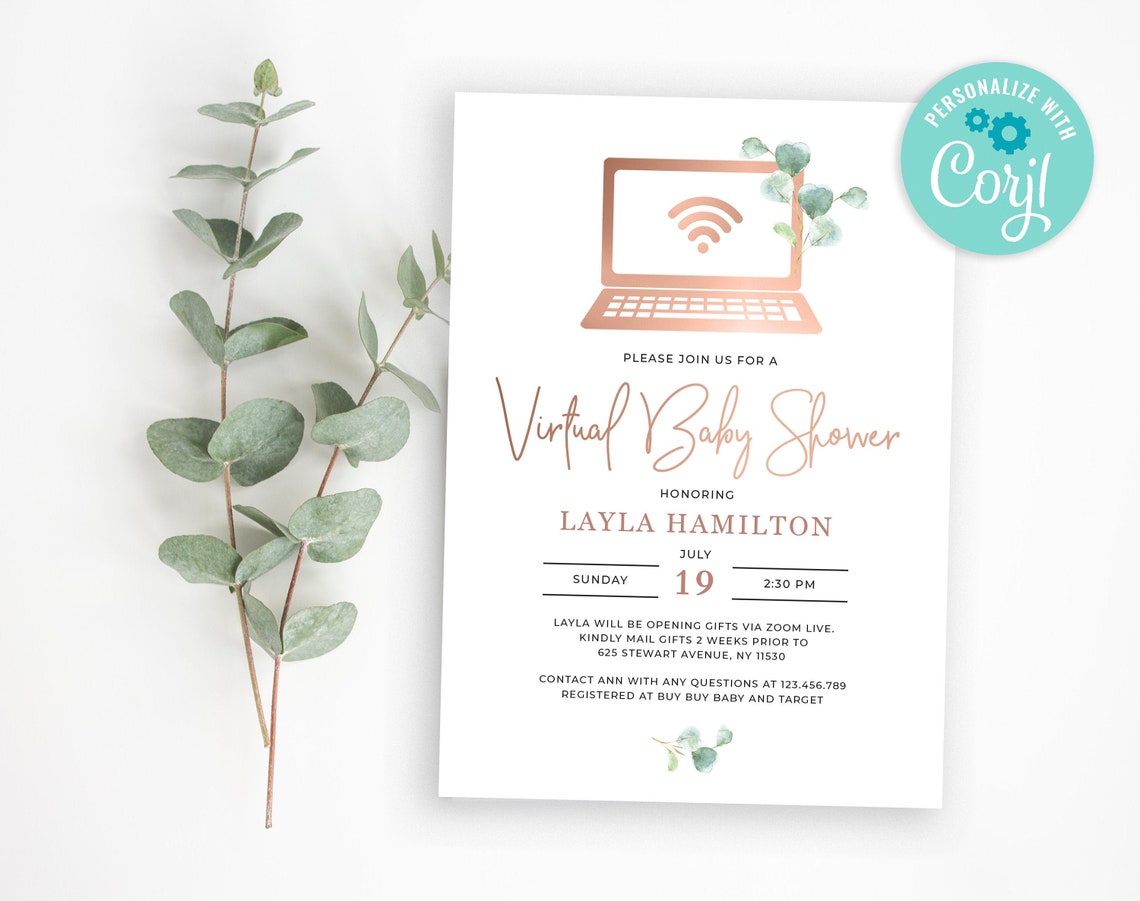 Virtual Baby Shower Invitation Zoom Baby Shower Invitation Etsy
