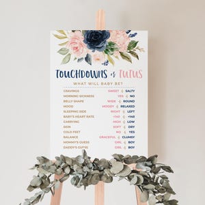 Touchdowns or Tutus Voting Board, Navy and Blush Old Wives Tales Sign, Touchdowns or Tutus Gender Reveal, Baby Gender Reveal Idea