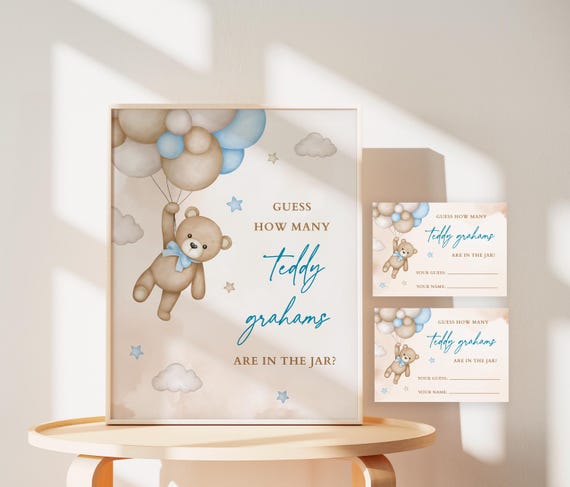 Blue Boy Teddy Bear, Guess How Many Teddy Grahams are in the Jar, We Can Bearly Wait