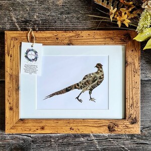 Standing Pheasant picture frame art backed in Hen Pheasant | Etsy