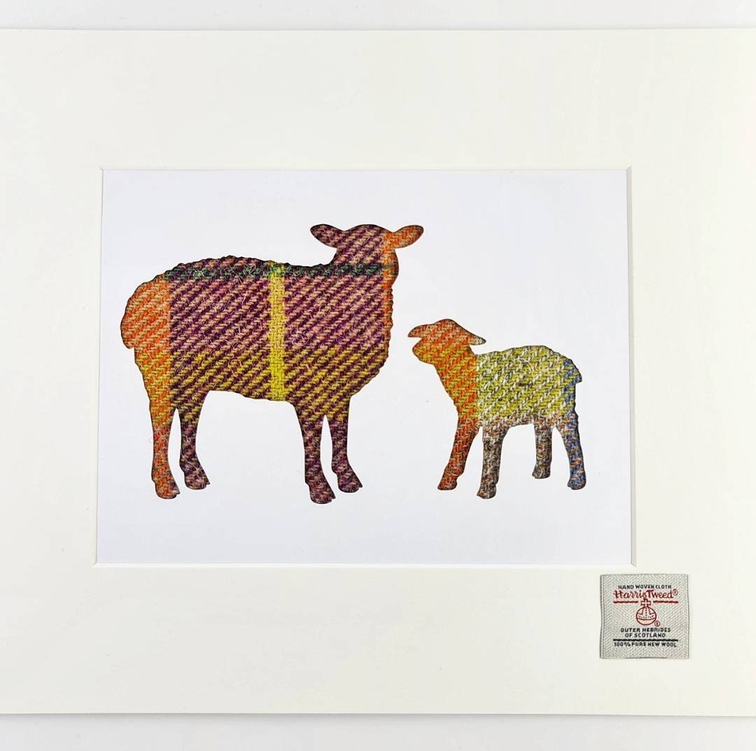 Sheep and Lamb picture frame in genuine authentic Harris Tweed Etsy