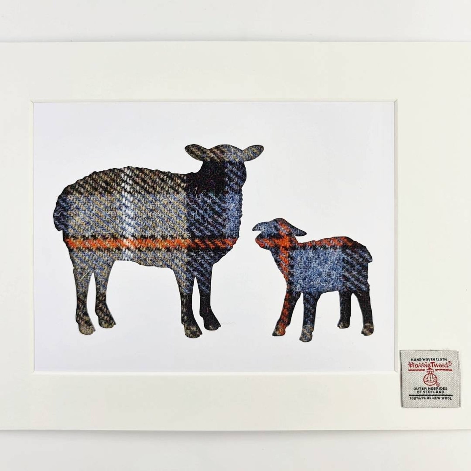 Sheep and Lamb picture frame in genuine authentic Harris Tweed Etsy
